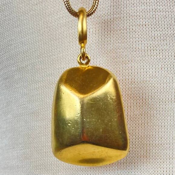 Vintage Estate piece signed ESSEX modernist brushed gold tone pendant necklace - Picture 4 of 8